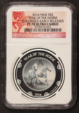 2014 Niue $2 Lunar Year of the Horse Colorized 1 oz Silver Coin - NGC PF 70 UCAM