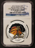 2013 Tuvalu $1 Frilled Neck Lizard Colorized 1 oz Silver Coin NGC PF 70 UCAM